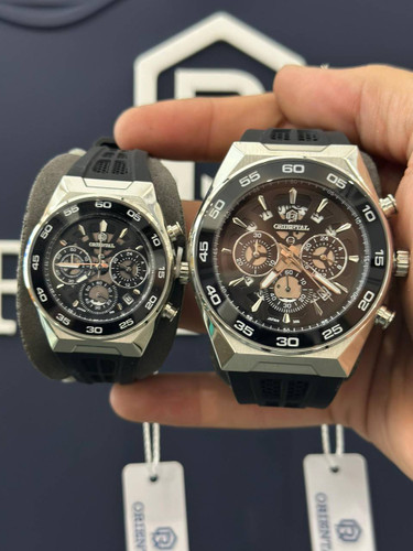 ست ساعت اورینتال بند رابر صفحه مشکی O.SH306G