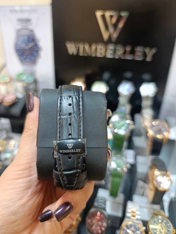 ساعت مچی ویمبرلی مردانه بند چرم طوسی صفحه سبز WB-CL430G-U